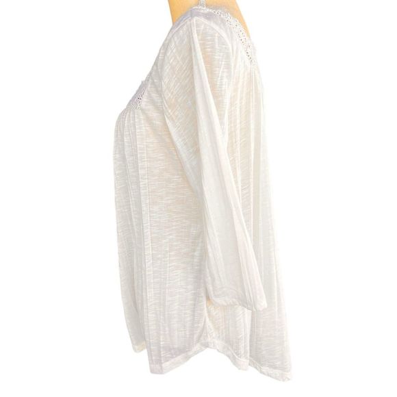 L.A. HEARTS Women's Blouse Ivory Boho Large Crinkle-Rayon 3/4 Sleeve Square Neck - Picture 2 of 14